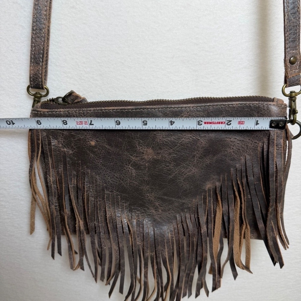 BED|STU Silverrock Crossbody Bag Distressed Brown Genuine Leather Fringe EUC - Picture 12 of 13